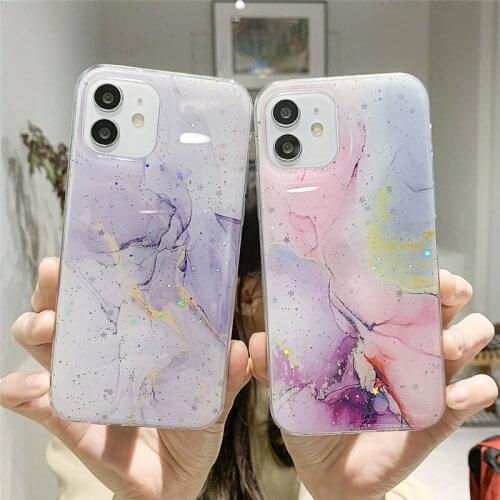 Moskado Art Watercolor Phone Case For iPhone 12 Pro Max 11 Pro Max X XR XS Max 7 8 Plus SE 2020 Gitter Stars Soft TPU Back Cover