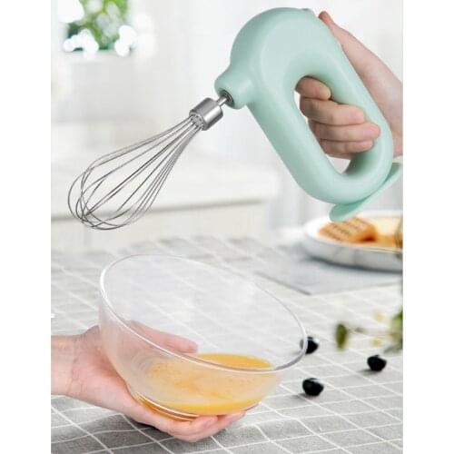 A Set Rechargeable Electric Whisk Household Small Butter Automatic Whisk Cake Baking Mini Kitchen Handheld Mixer Green