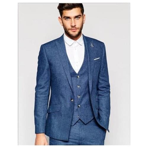 2017 Latest Coat Pant Design Navy Blue Men Suit Casual Slim Fit 3 Piece Wedding Suits Tuxedo Custom Groom Blazer Terno Masculino