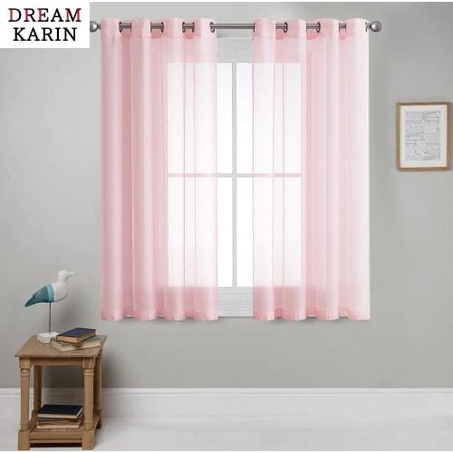 DK Sheer Short Curtains for Kitchen Half Window Living Room Solid Voile Curtains Bedroom Home Decor Roman Panels Tulle Drapes