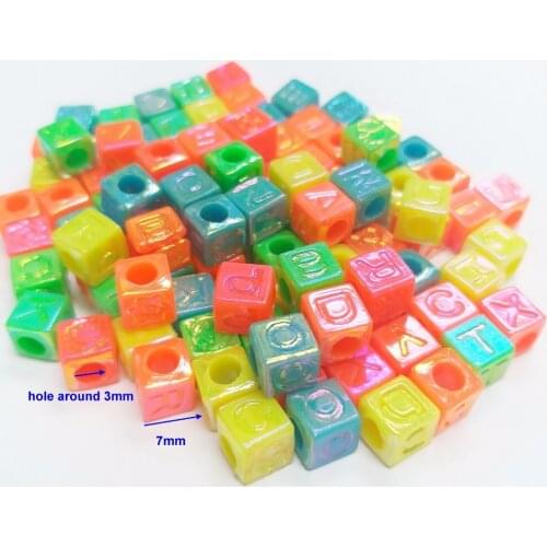 Wholesale 1000PCS bulk cube shape multi color alphabet CL023 Charms Loose 7mm Pony Beads for girl school science home crafts