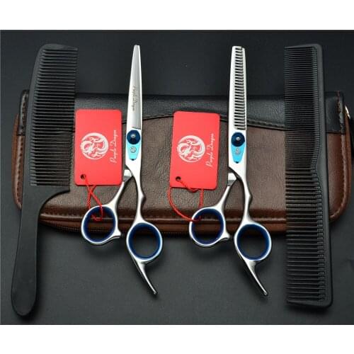 1003Z 4Pcs Suit 6'' 17.5cm Purple Dragon TOP GRADE Hairdressing Scissors Barbers Cutting Scissors Thinning Shears Hair Scissors