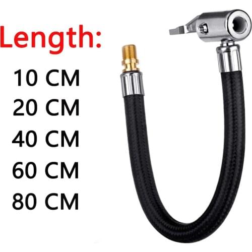 10/20/40/80cm Locking Air Chuck with Air Hose and Standard Tire Valve Fine Thread Air Inflator Hose Adapter For Motorcycle Car