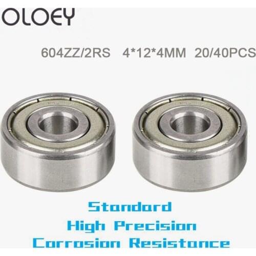 604ZZ 2RS Bearing 4*12*4 mm Metal Sealed Bearing Garbon Steel Bearing 604 Miniature Bearing Hardware Transmission Parts
