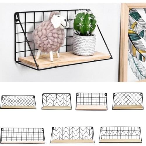 1pc Wood&Metal Storage Hanging Rack Shelf Flower Pot Organizer For Living Room Kitchen Decorations Home Decors