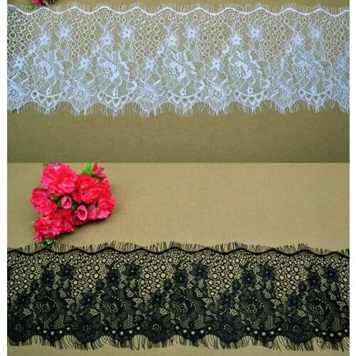 3m length width:15cm handmade DIY garment accessories Rose Garden black and white lace X024