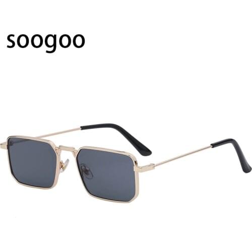 Vintage Square Sunglasses Men 2021 Fashion Metal Rectangle Gradient Sun Glasses Women Luxury Brand Desinger Eyeglasses UV400