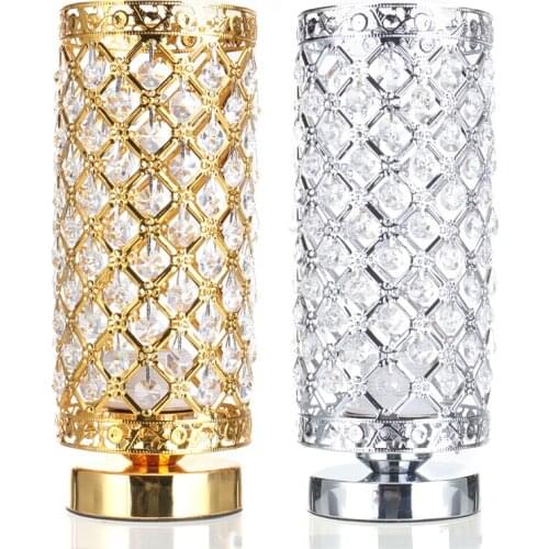 EU Plug Modern LED Crystal Desk Table Lamp E27 Adjustable Bedside Nightstand Light Home Decoration Indoor Night Light Lighting