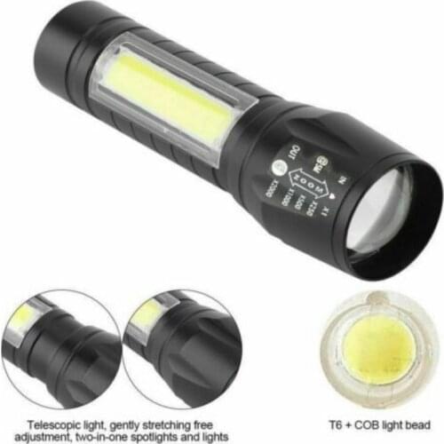 LED Portable T6 COB Waterproof USB Rechargeable Flashlight Energy Efficiency High Brightness Light Camping Cycling Hiking Lamp