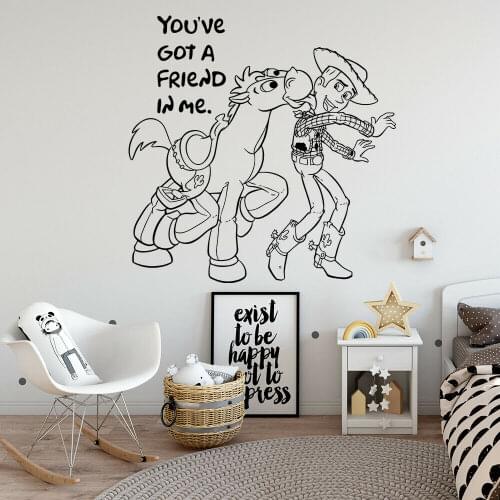 Friends Wall Decal Woody Cartoon Lettering Quote Kids Bedroom Nursery Interior Decor Door Window Vinyl Stickers Art Mural Q371