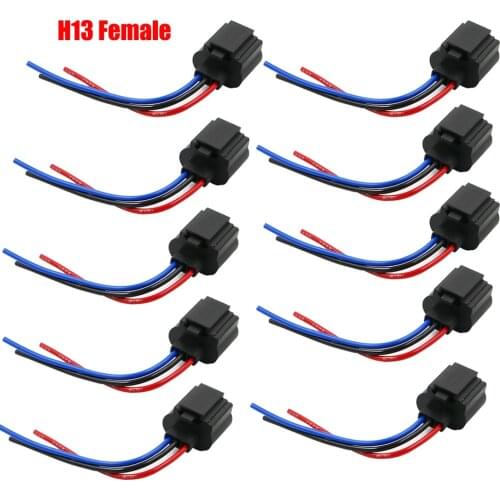 YSY 10pcs H13 9008 Headlight Bulb female Wire Harness Connector Wiring Plug Socket Adapters H13 Bulb Holder