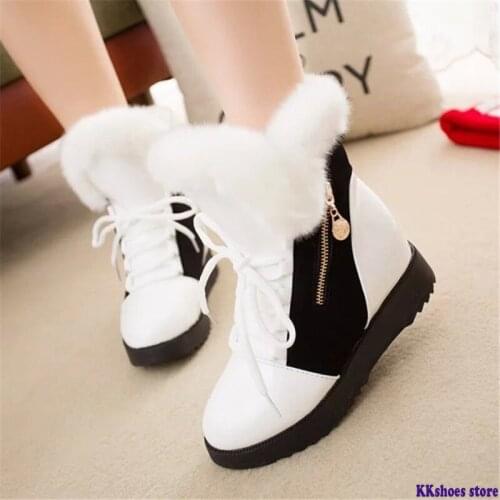 Women Boots platform Winter Shoes Women Snow Boots Platform Keep Warm Ankle Winter Boots With Thick Fur Heels Botas Mujer