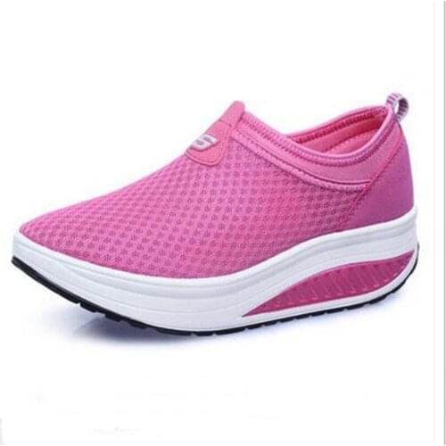 2021 Womens Walking Shoes Casual Sport Height Increasing Summer Breathable Wedges Sneakers Platform Shoes Woman Tenis Feminino