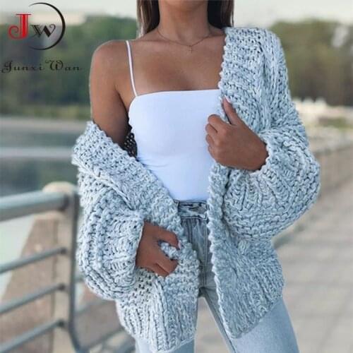 Women Batwing Long Sleeve Loose Cardigan Sweater Autumn Winter Solid Oversized Outerwear Casual Thick Tops Jumper
