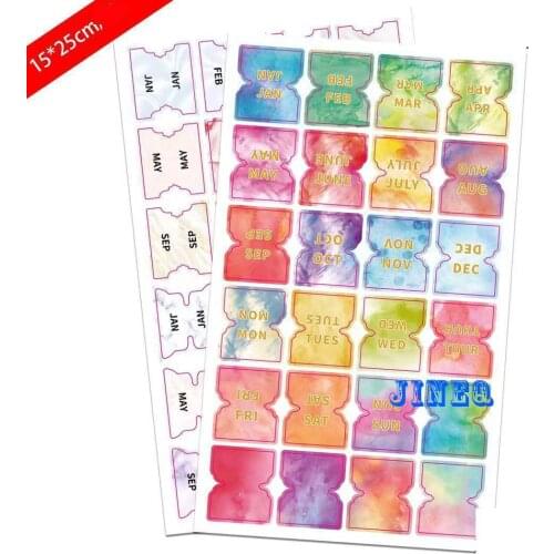 120pcs Watercolor Adhesive Tabs Designer Accessories Monthly Tabs Decorative Marble Weekly Index Tabs for Office Study Planners