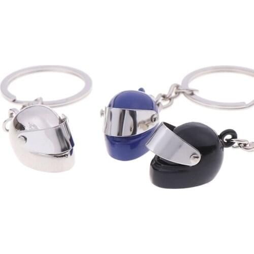 3Colors Metal Motorcycle Helmet Key Chain Fashion Stereo Motorcycle Helmets Safety Auto Bag Car Key Ring KeyChain Gift Jewelry