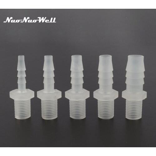 5pcs Food Grade Male 1/4" Thread to 5mm~12mm Hose Straight Connector Aquarium Air Pump Line Adapter Irrigation Pagoda Joints