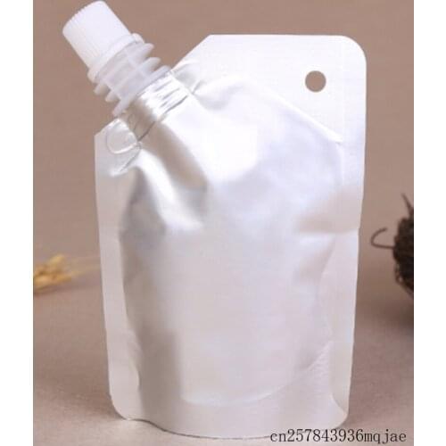 500pcs 50ml Stand Up Drinking Bag White Spout Pouch Package Bags for Beverage Milk Bag