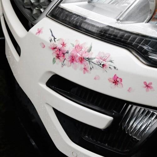 Car Sticker Oriental Cherry Blossom Vinyl Love Auto Floral Charm Pink Decal Headlight Window Bumperl Automobile Romance Sticker