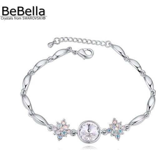 BeBella flower shape crystal bracelet made with Swarovski Elements for women party gift 5 colors