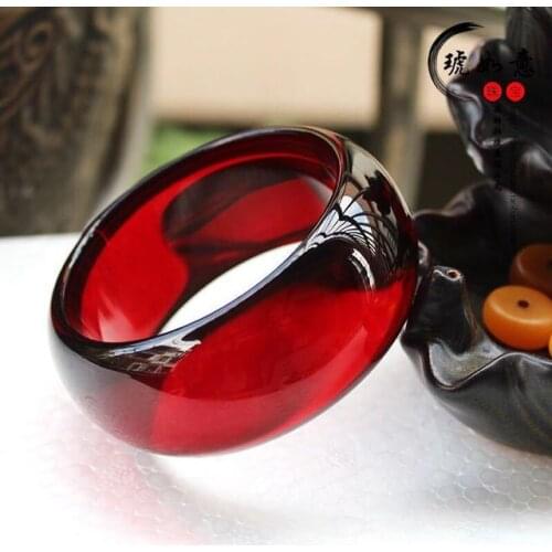 Natural Blood Bolt Brace Widening Thicken Wax Wine Red Bracelet with Certificate womens bracelets beeswax bangle