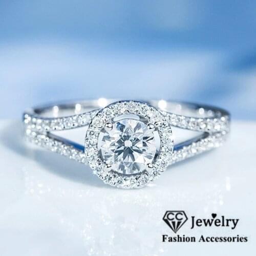 CC Trendy Rings For Women 925 Silver Bridal Wedding Round Cubic Zirconia Engagement Ring Bijoux Femme Drop Shipping CC022