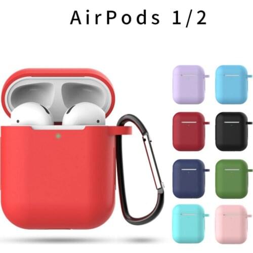 AirPods Case Cover with Keychain Full Protective Silicone for AirPods1&2 Wireless and Wired Charging Case Front LED Visible