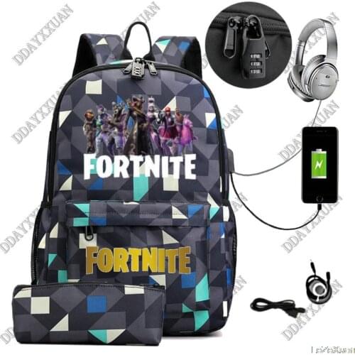 FORTNITE Backpack Anti Theft USB Charge Backpack Waterproof Women Men School Bag Teenage Girls Boys Travel Bags