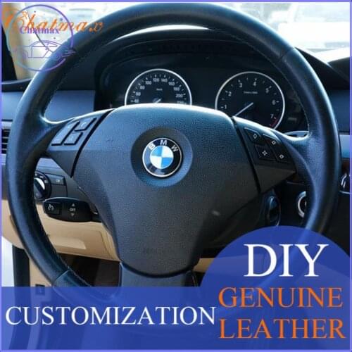 Individual Customize Hand Sewing Car Steering Wheel Cover Multi-style Black Suede Leather for BMW E60 E65 E70 2004-2010