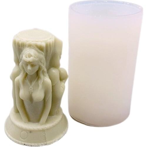 J60E Small Size Cylindrical Teenage Girls Shape Silicone Mold for DIY Decoration Making Soap Candle Melt Resin Polymer Clay