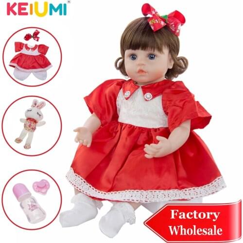 KEIUMI 18'' Luxurious Princess Reborn Baby Doll Soft Silicone Vinyl Body Lifelike Reborn Boneca For Girl XMAS Childrens Day Toy