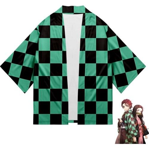 Kimonos Japanese Woman Kimono Anime Demon Slayer Same Kimono Cosplay Cardigan Couple Kimono Yukata Summer Fall Orient Kimonos