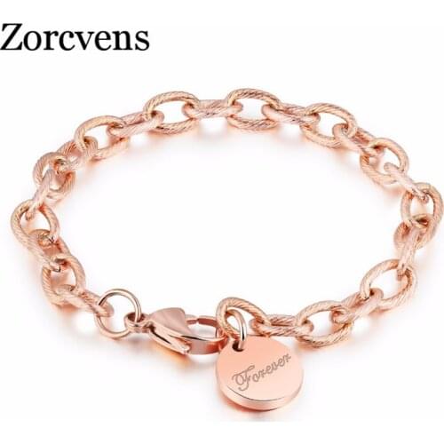 Modyle Classic Stainless Steel Jewelry Forever Love Charm Bracelet for Woman Rose Gold Color Birthday Gift Nover Fade