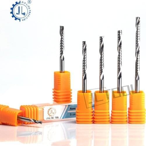 JIALING 1PC 3.175mm Single Flute Router Bits cnc milling cutter end mill bits lowes end mill for plastic and acrylic