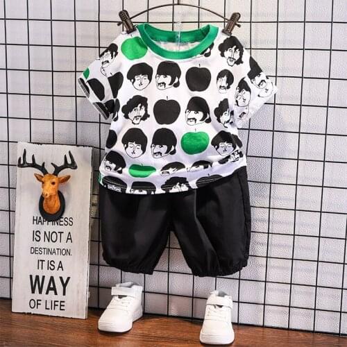 Boys Short-sleeved Suit Summer Baby Cartoon Clothes 2021 New Kids Childrens leisure Two-piece Suit 2-7Y XB521