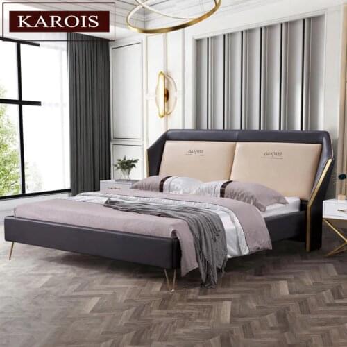 Karois BP147 Leather Bed 1.8 Meters Double Bed Europe And American Style 1.5 Meters Bed Winter Bed Comfortable Bedroom Furniture