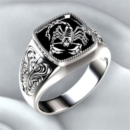 Gothic Style Punk Scorpion Male Retro Ring Scorpion Pattern Rings for Men Jewelry