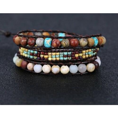 New arrive Unique top quality glass beads Weaving Wrap Bracelets Wholesale Handmade Beads Bohemia yoga bracelet lovers Jewelry