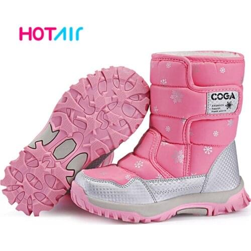 Girls shoes Pink Boots 2020 style Kids snow boot winter warm fur antiskid outsole plus size 27 to 38 children Boots For Girls