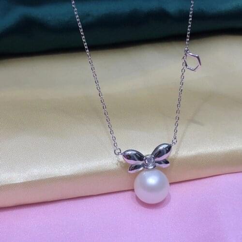 New Charm S925 Sterling Silver Necklace Findings Jewelry Base Settings Mountings Parts for Akoya Edison Pearls, Coral, Jade