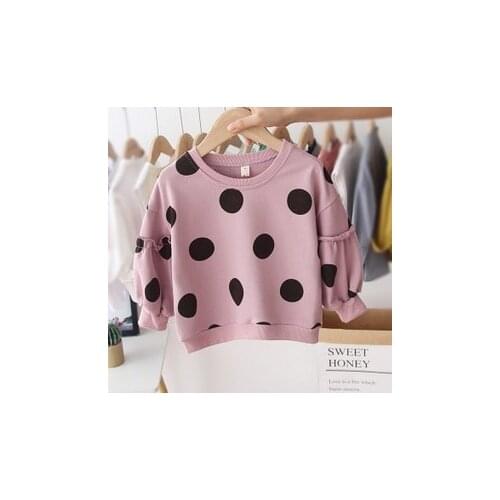 Newborn Kid Baby Girls Clothes Long Sleeve Polka Dot Pullover Tops Hoodies Knitted Cotton Sweater Hooded Autumn Clothing