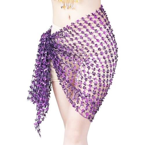 Hollow Belly Dance Hip Scarf Wemen Veils Shawl For Dancing Sequins Arabic Latin Hip Scarf Bellydance Belt Wrap Skirt
