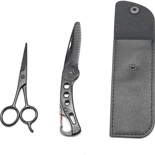 Portable Men Beard Comb Stainless Steel Male Shaving Pocket Comb Mustache Brush Foldable Knife Shape