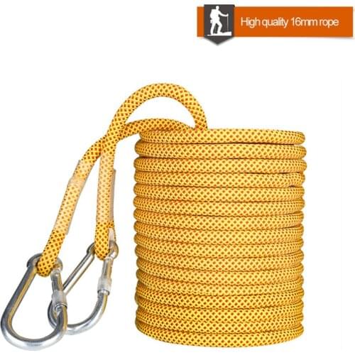 Professional Climbing Diameter 16mm Thick big rope 45KN High strength polyester Safety rope for aerial work Paracord 10-100m