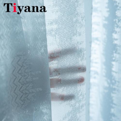 Fashion Voile Stripe Texture Sheer Curtains for Living Room Luxury Home Solid Designer Kitchen Curtains Morden Tulle JK027Y