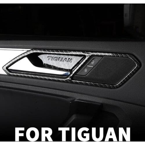 Interior door handle frame decoration carbon fiber interior door bowl sticker For VW Volkswagen Tiguan mk2 2017 2018 2019 2020