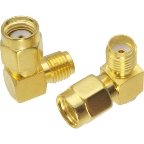 RP-SMA male plug to SMA female jack right angle in series adapter connector