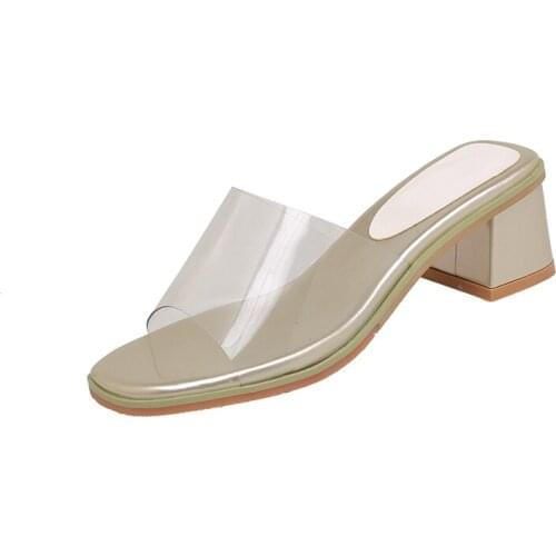 Zapatos De Mujer 2021 Fashion PVC Women Sandals Summer Open Toed Transparent High Heels Slippers Party Shoes Size 32-43 A520