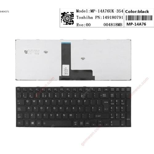 UK Standard Language Replacement laptop notebook computer keyboard for TOSHIBA C50-B C50D-B BLACK FRAME BLACK(For Win8)