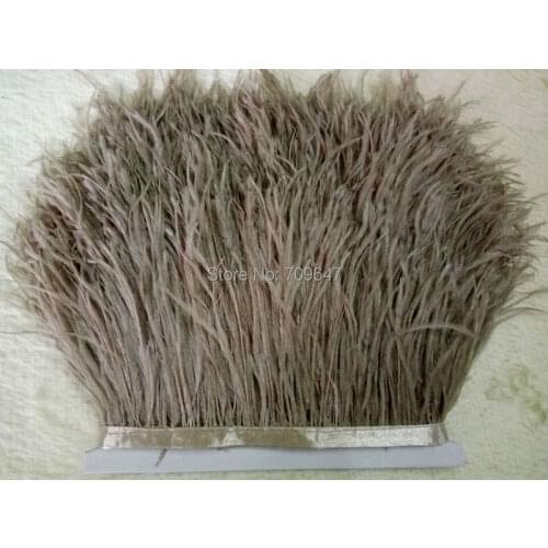 Ostrich Fringe,10yards/lot! -Light Brown Ostrich Fringe Trim Feather 5-6" 12-15cm height,carnaval acessórios,feathers
